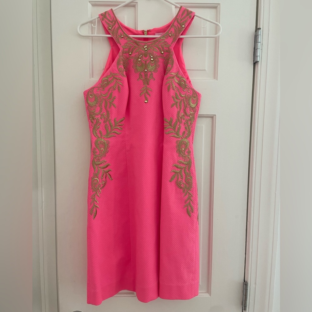 Lilly Pulitzer embroidered pink dress 0